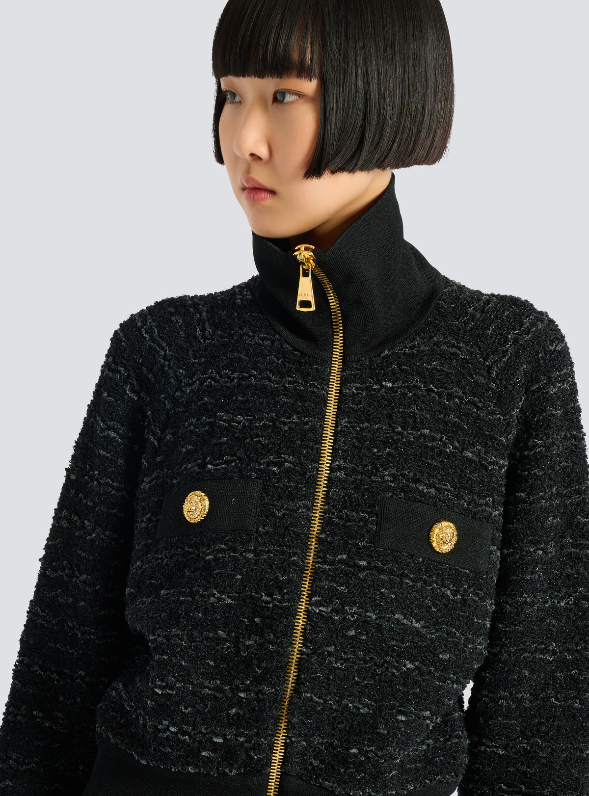 Bomber en tweed - Noir