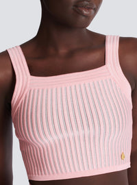 Textured knit top - Pink & White