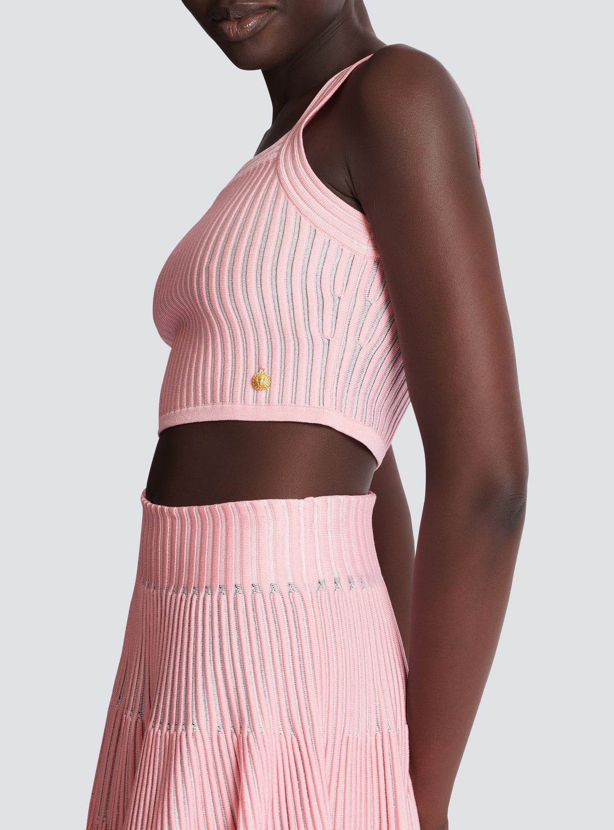 Textured knit top - Pink & White