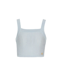 Textured knit top - Blue & White