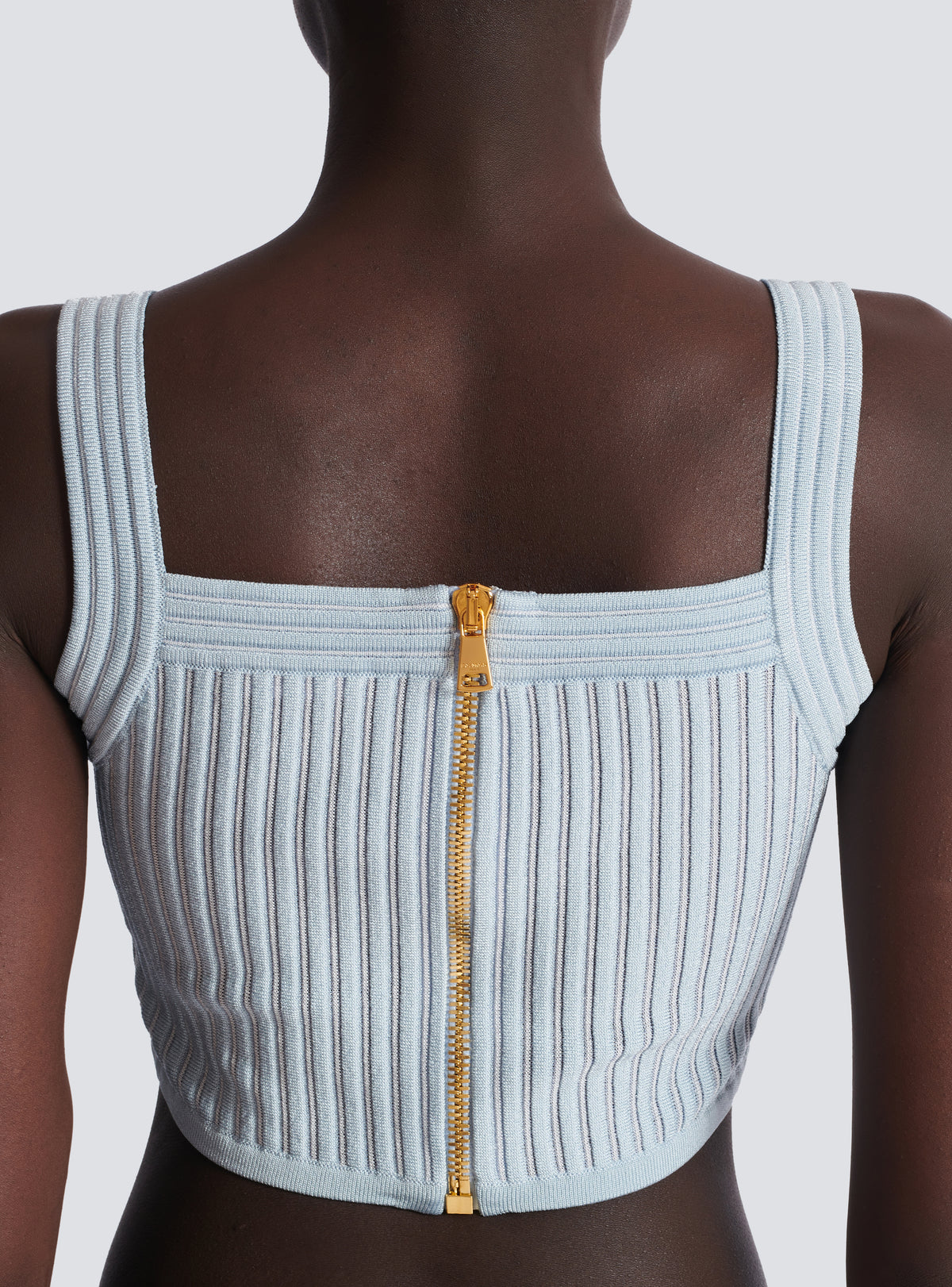 Top en maille reliefée - Bleu & Blanc