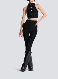 Buttoned top with baroque print - Black