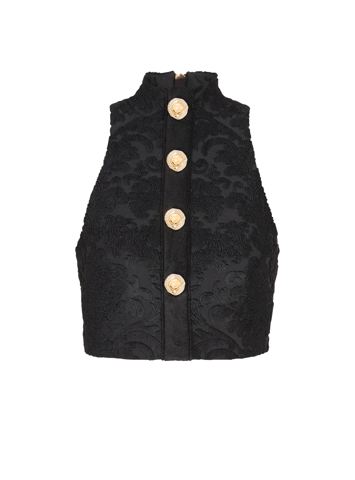 Top à boutons et motif baroque - Noir