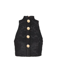 Buttoned top with baroque print - Black