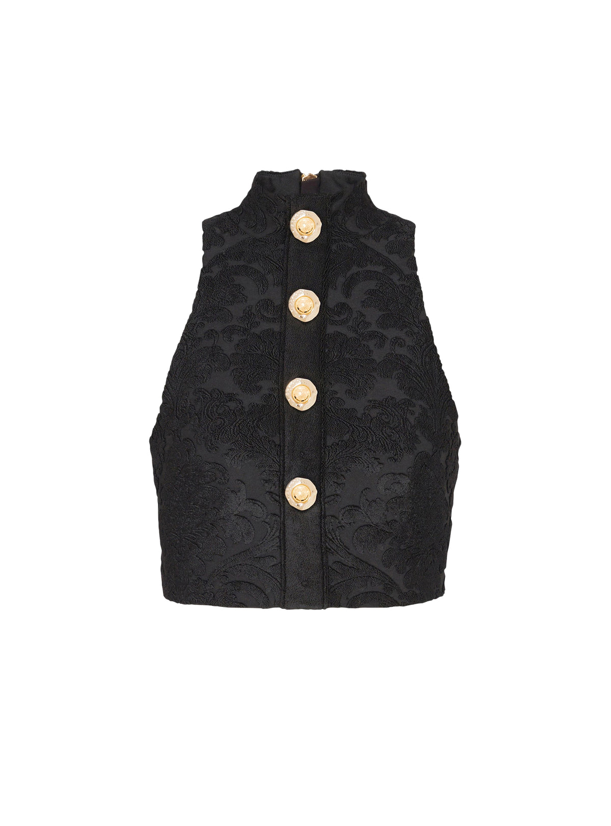 Buttoned top with baroque print - Black