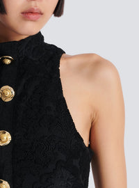 Buttoned top with baroque print - Black