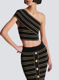 Knit crop top - Black & Gold