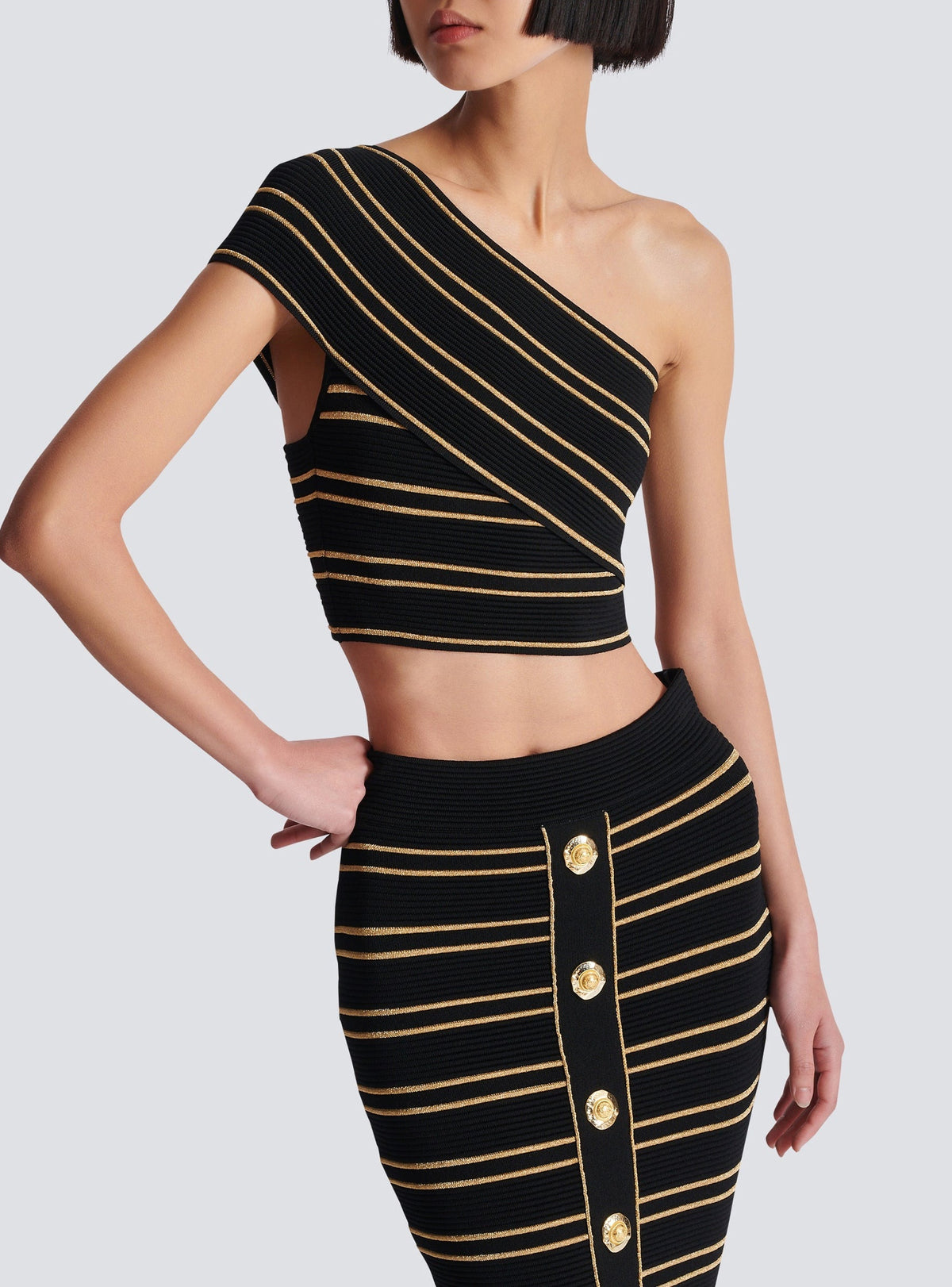 Knit crop top - Black & Gold