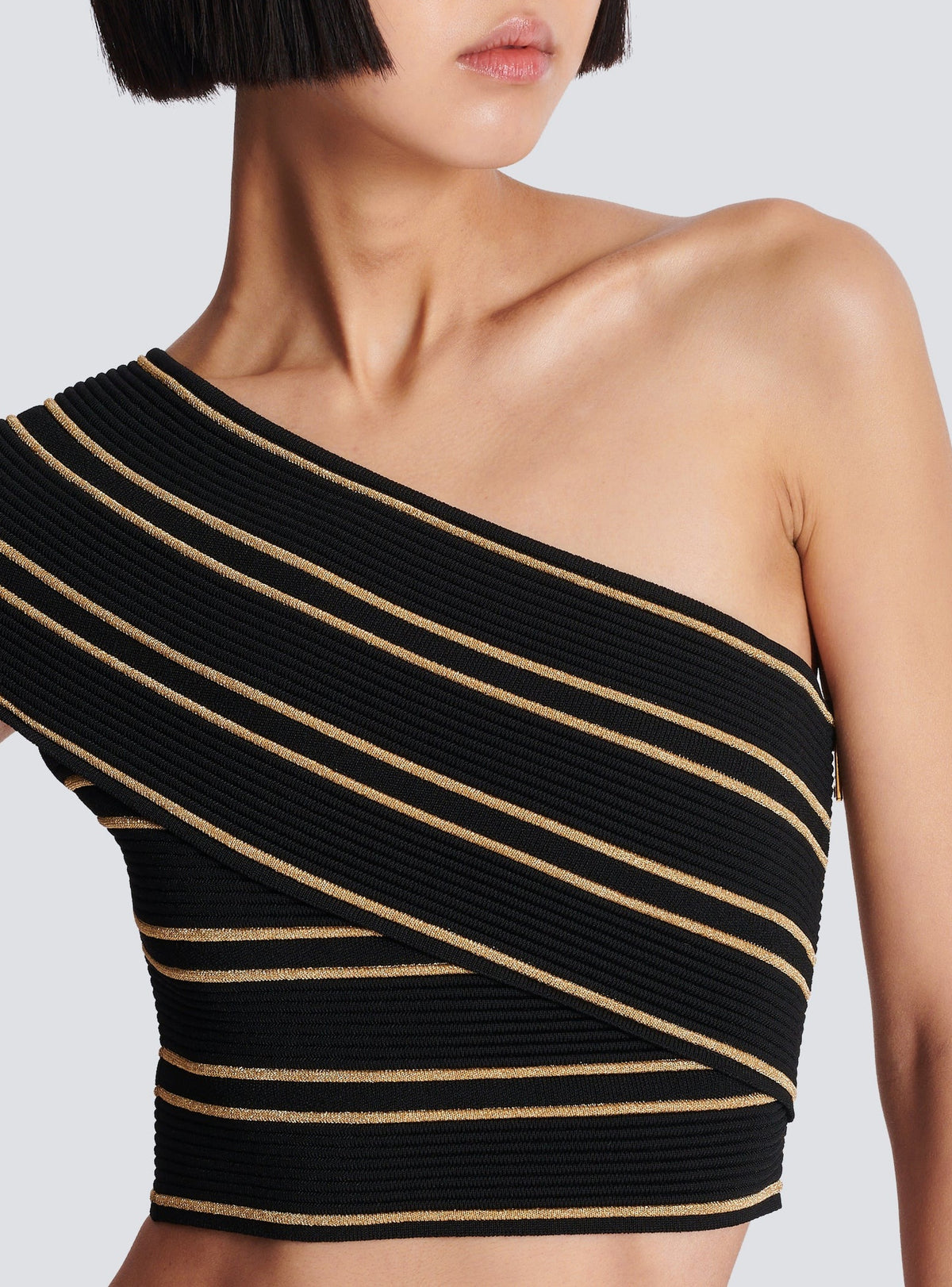 Knit crop top - Black & Gold