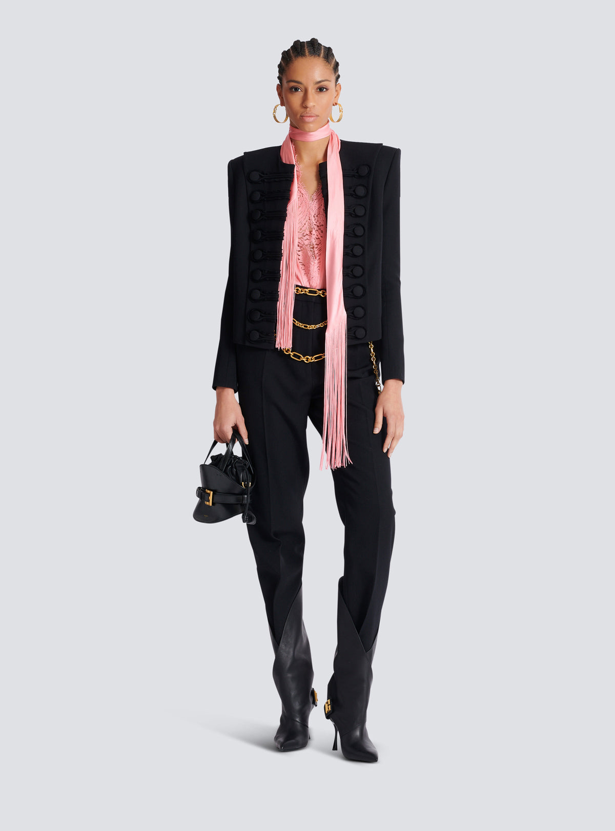 Top dos-nu en satin à franges - Saumon
