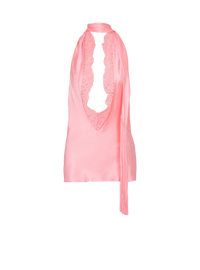Top dos-nu en satin à franges - Saumon