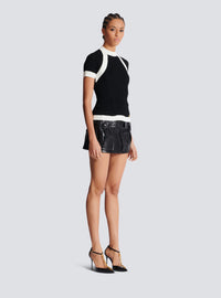 Top à manches courtes en maille  - Noir & Blanc
