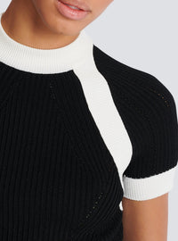 Top à manches courtes en maille - Noir & Blanc