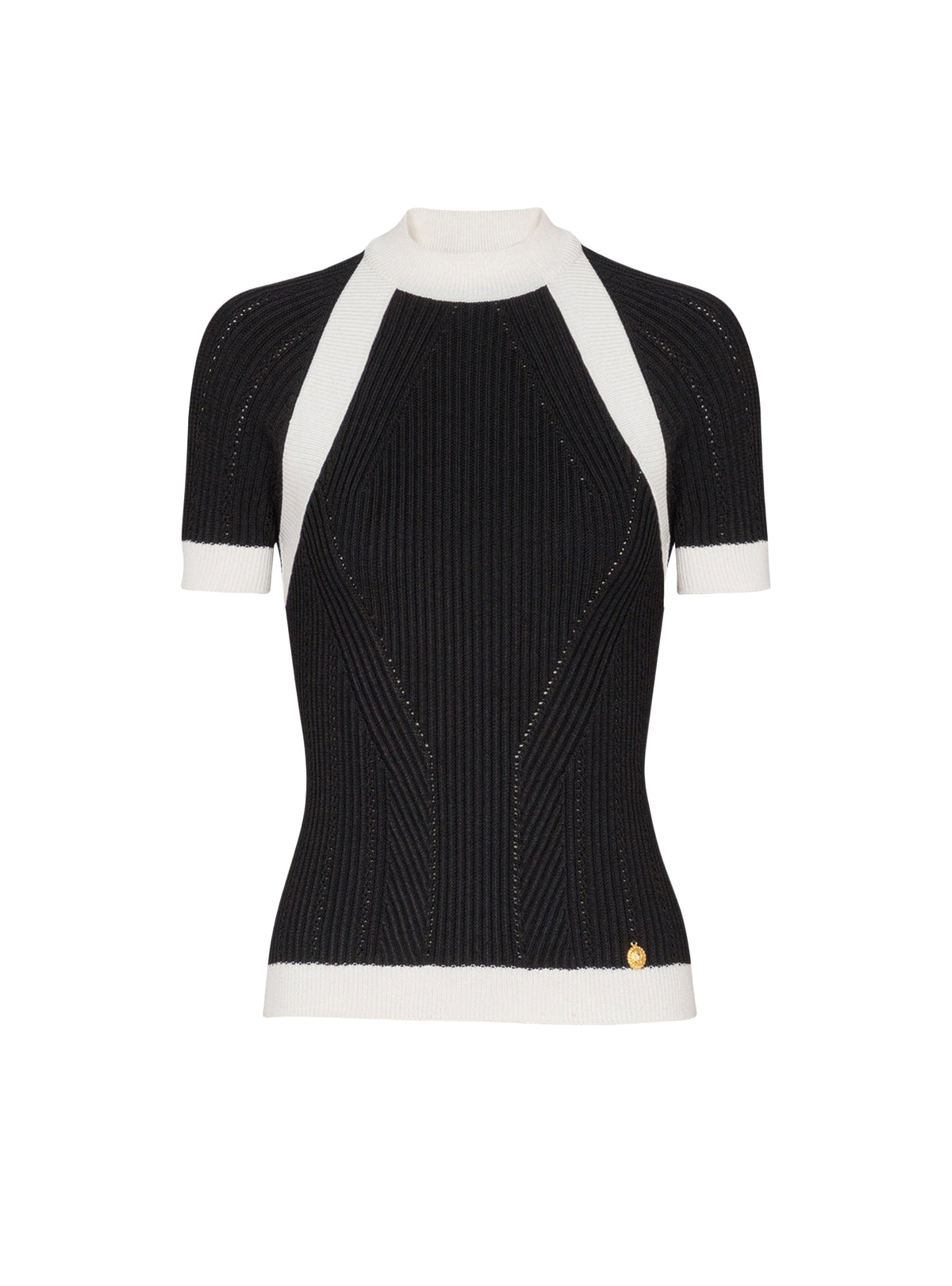 Top à manches courtes en maille - Noir & Blanc