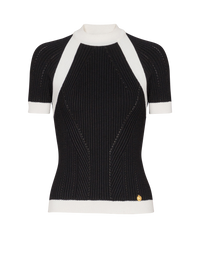 Top à manches courtes en maille  - Noir & Blanc