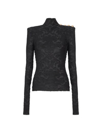 Top à manches longues à motif baroque - Noir