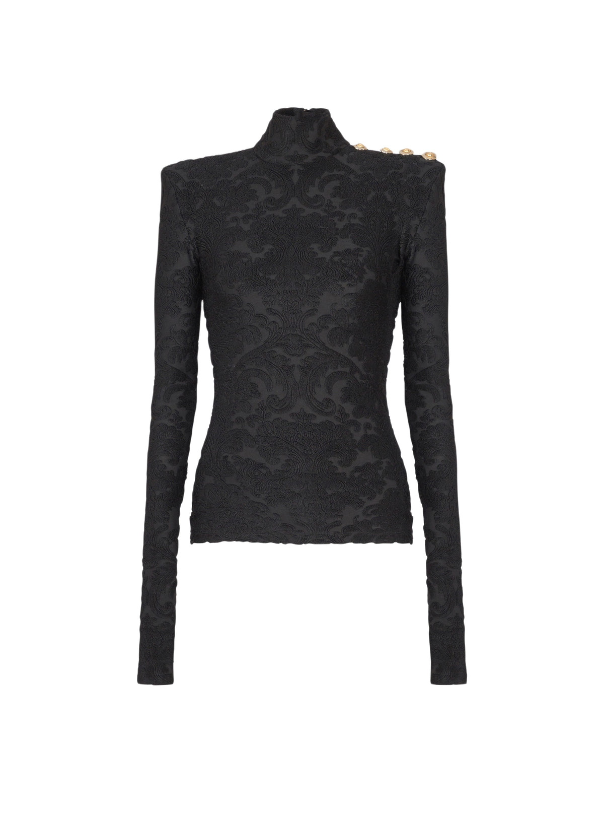 Top à manches longues à motif baroque - Noir