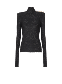 Top à manches longues à motif baroque - Noir