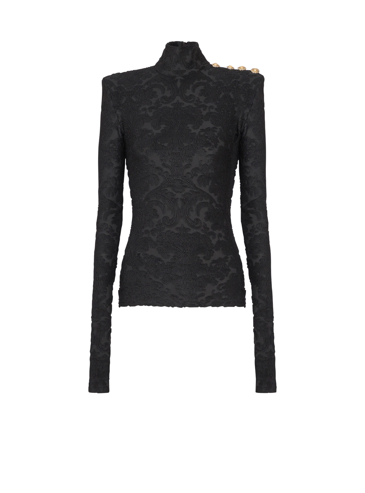 Top à manches longues à motif baroque - Noir