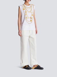 Débardeur imprimé collier - Blanc & Or