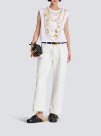 Débardeur imprimé collier - Blanc & Or