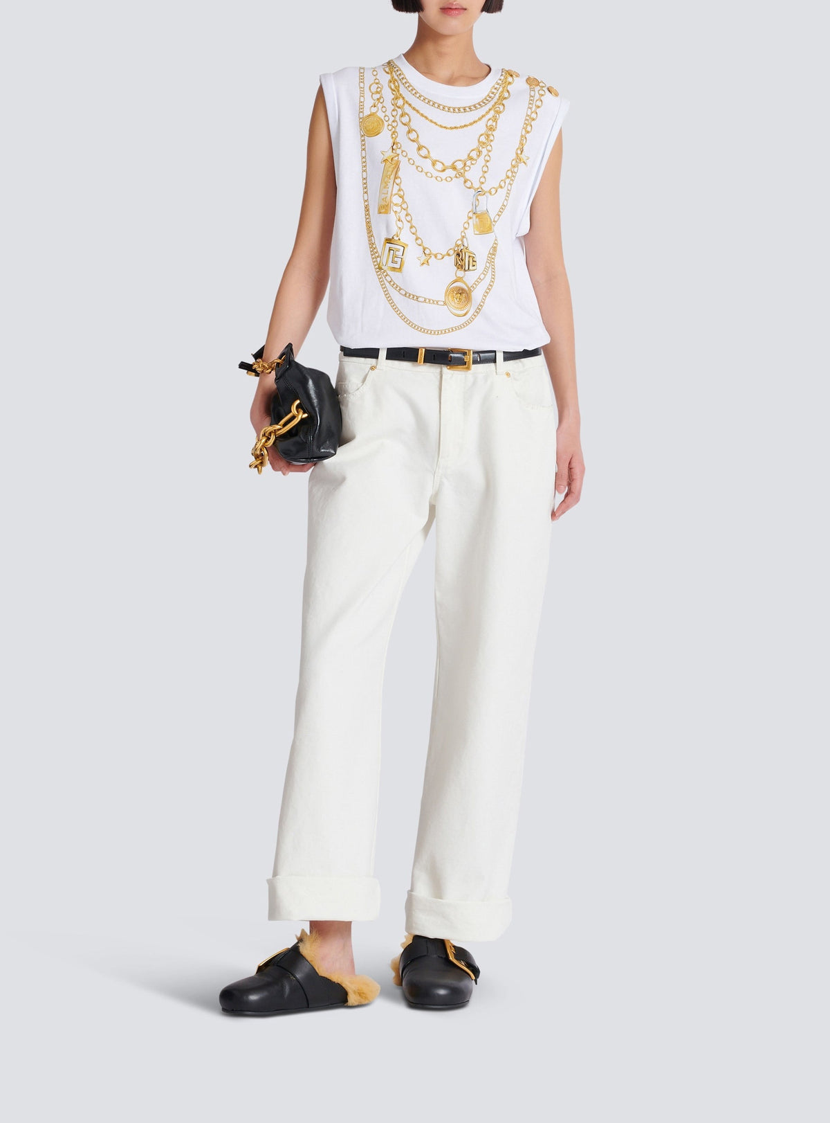 Débardeur imprimé collier - Blanc & Or