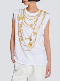 Débardeur imprimé collier - Blanc & Or