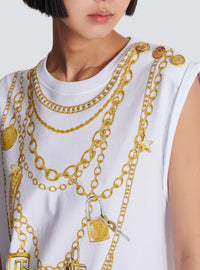 Débardeur imprimé collier - Blanc & Or