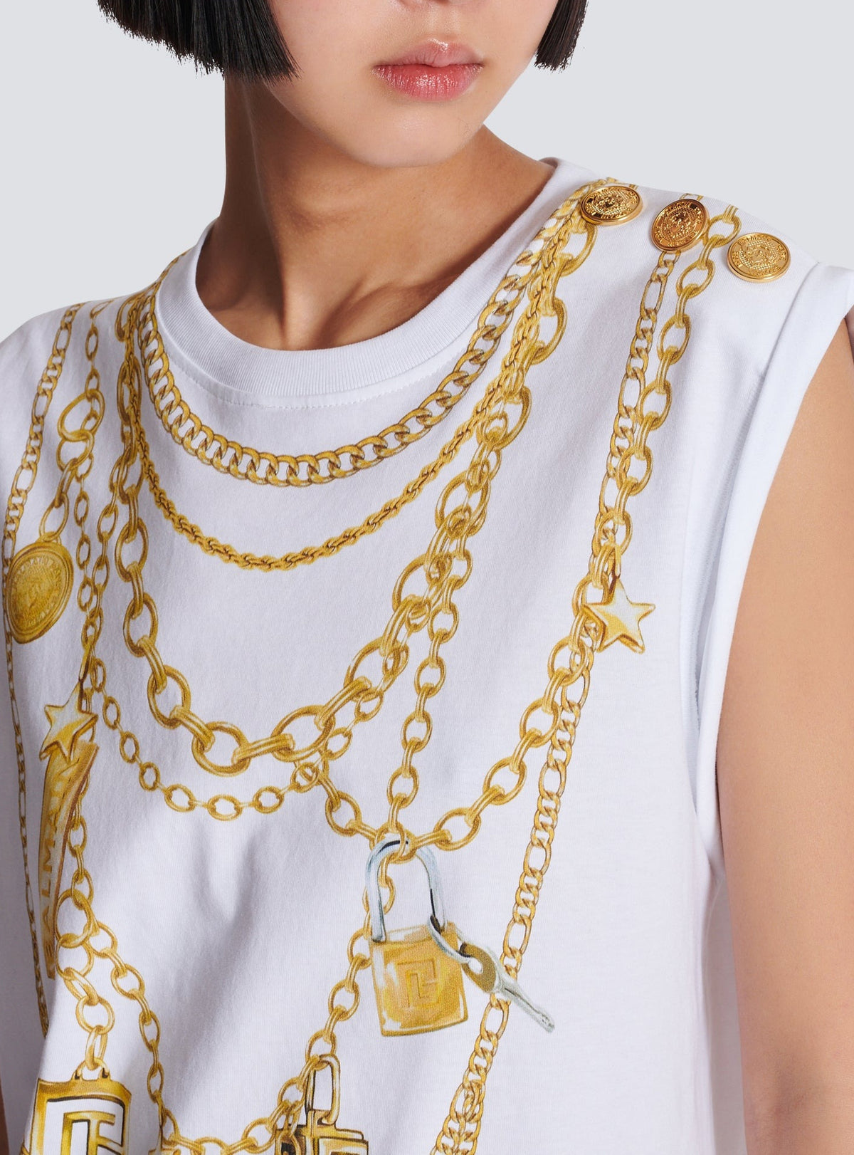 Débardeur imprimé collier - Blanc & Or