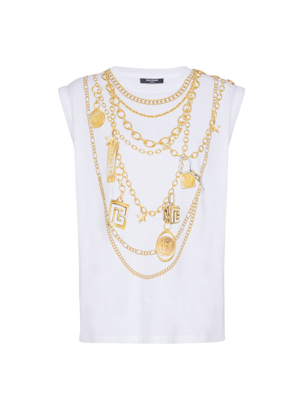 Débardeur imprimé collier - Blanc & Or