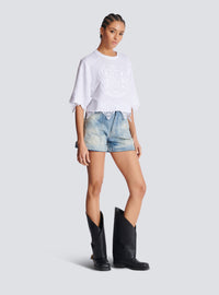 T-shirt baseball emblème Balmain - Blanc