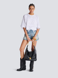 T-shirt baseball emblème Balmain - Blanc