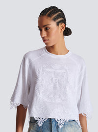 T-shirt baseball emblème Balmain - Blanc