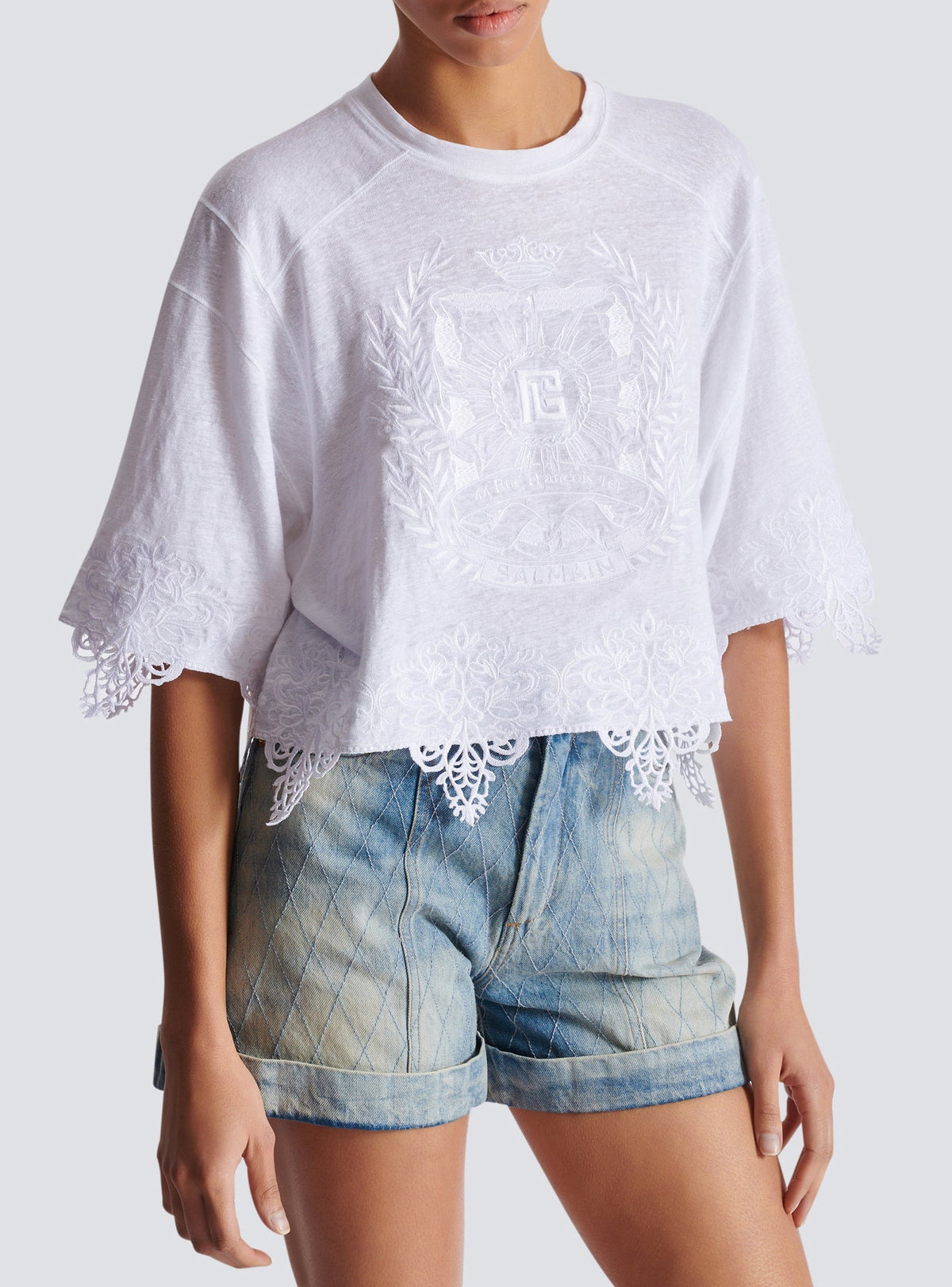 T-shirt de baseball en lin - Blanc