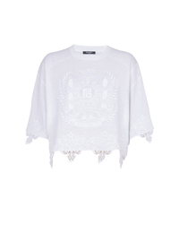 T-shirt baseball emblème Balmain - Blanc