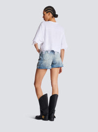 T-shirt baseball emblème Balmain - Blanc