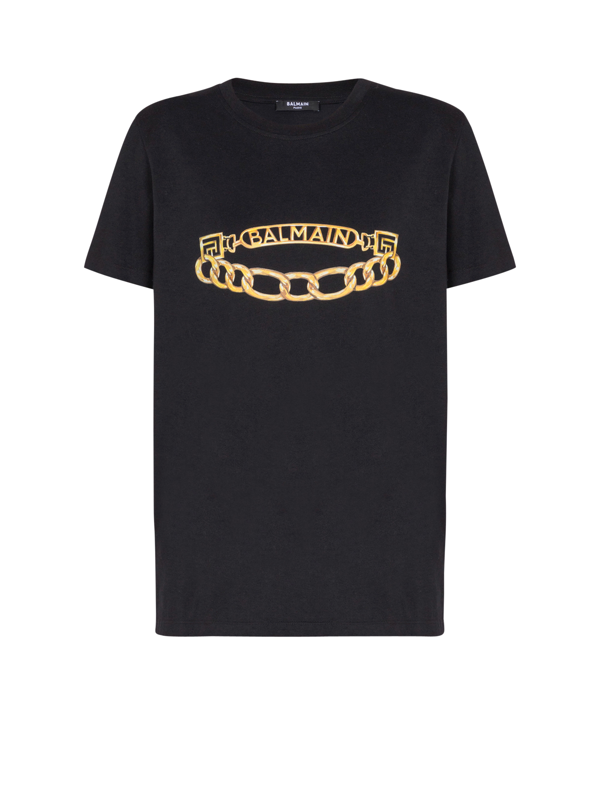 T-shirt à manches courtes imprimé balmain chaînes - Noir & Or