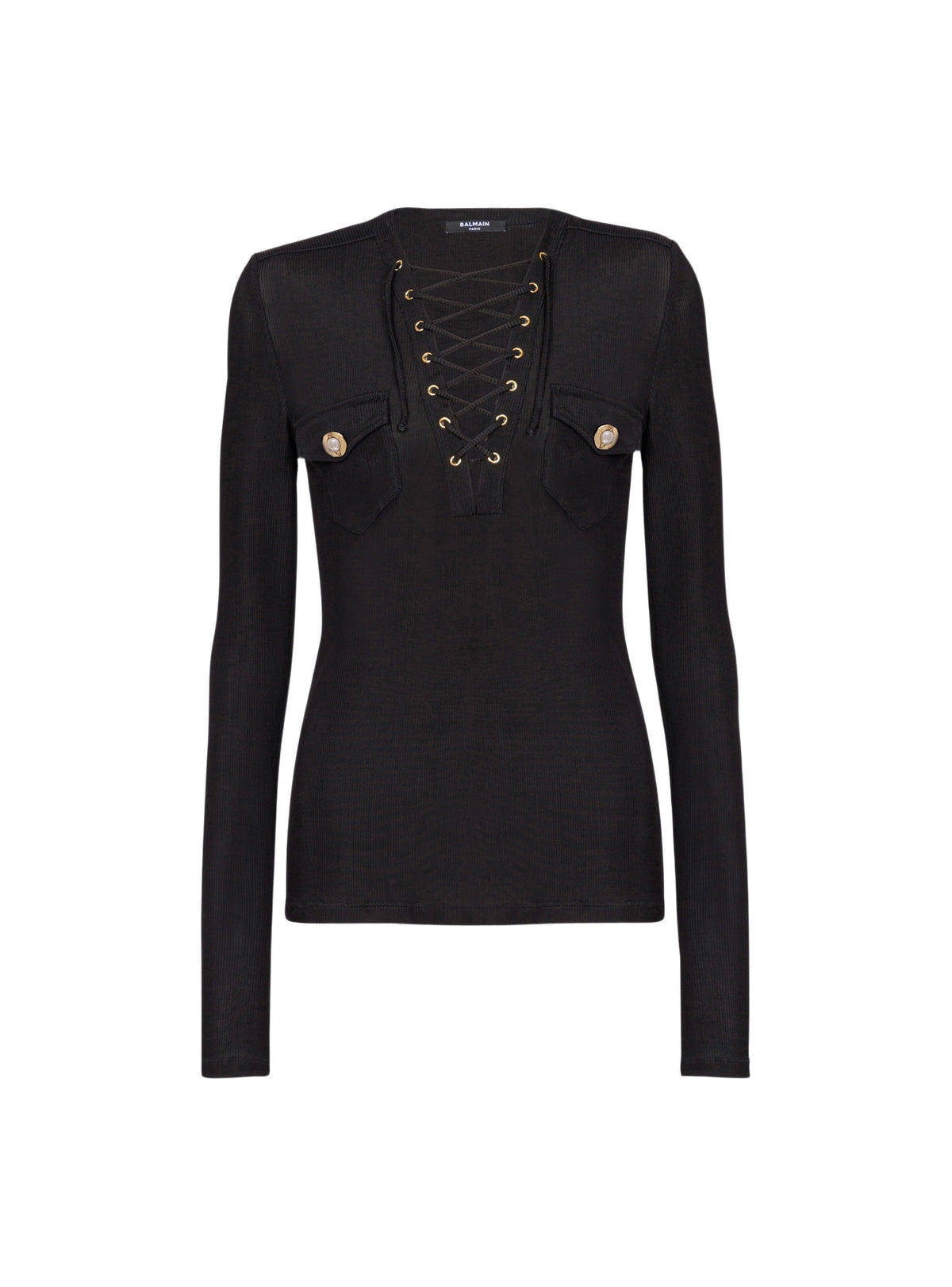 Long-sleeved lace-up top - Black
