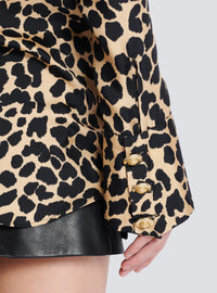 Chemise imprimée motif léopard à volants - Beige & Noir