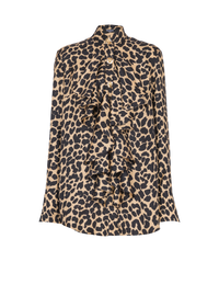 Chemise imprimée motif léopard à volants - Beige & Noir