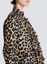 Chemise à volants en soie - Beige & Noir