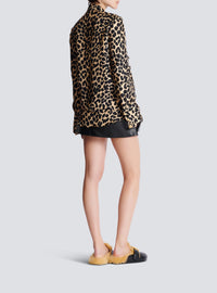 Chemise à volants en soie - Beige & Noir