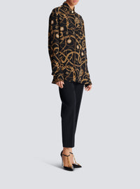 Silk shirt with chain print - Black & Gold