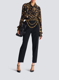 Silk shirt with chain print - Black & Gold