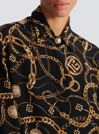 Silk shirt with chain print - Black & Gold