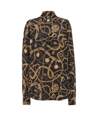 Chemise en soie imprimée motif balmain chaînes - Noir & Or