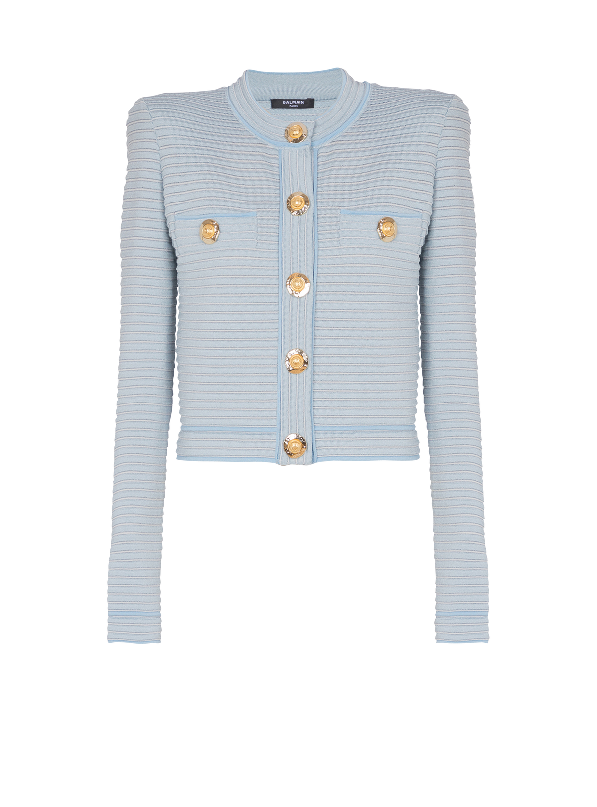 Cardigan à manches longues en maille reliefée - Bleu & Blanc