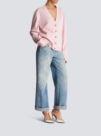 Cardigan brodé en soie - Rose Pâle & Blanc