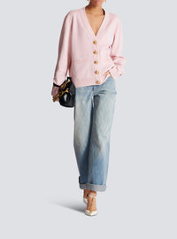 Cardigan brodé en soie - Rose Pâle & Blanc