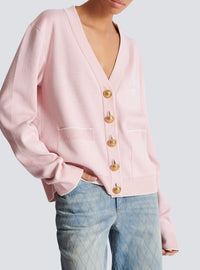 Cardigan brodé en soie - Rose Pâle & Blanc